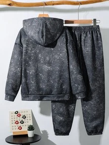 SHEIN 兒童青少年男孩卡通印花連帽衛衣與口袋秋季長褲套裝 - 彩色 - 查看 4