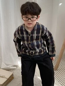 DAZY Infant Boy Plaid Casual Long Sleeve Autumn/Winter Sweater - Brown - View 6