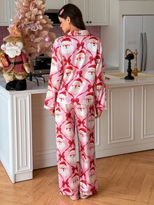 SweetSlumber PJS8 Women's Satin Digital Print Pajama Set - Multicolor - View 2