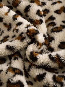 SLATEMANN Men's Long Sleeve Zipper Front Leopard Print Fleece Jacket - Khaki - View 6