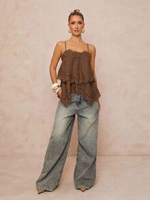 Lumalex New Coffee Color Tassel Draped U-Neck Bodycon Straight Long Dress - Coffee Brown - View 3