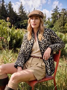Dayvera Women's Autumn/Winter Small Stand Collar Leopard Print Pocket Padded Coat Long Sleeve Casual - Multicolor - View 4