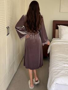 DAZY Women's Lace Patchwork Pleated Casual Daily Home Sleepwear - Purple - View 2