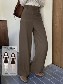 Dazy Tall Women's Solid Color Casual Versatile Daily Wear Long Pants - Brown - View 1