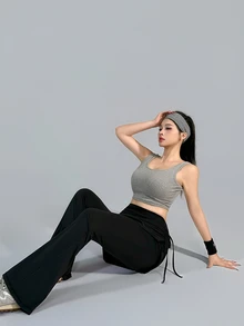 Dazy Tall Women's Fitted Casual 2 In 1 Flare Leg Long Pants - Black - View 7