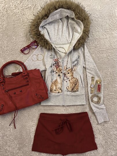 IslaSuriya Women's Sweatshirt, Hooded Sweatshirt, Cropped Sweatshirt, Women's Casual Commute Sweatshirt Suitable For Daily Wear And Dating Occasions, Autumn/Winter Women's Tops Sweatshirt, Latest Style Women's Tops Sweatshirt, Slogan Graphic Sweatshirt, Fur Collar Sweatshirt