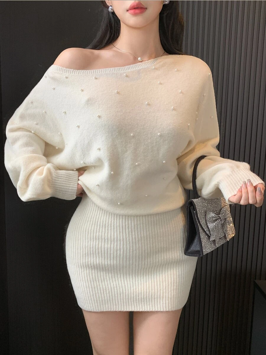 DAZY Women Sweater Dresses - Beige - View 1