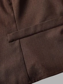 SHEIN MOD Plus Size Vintage Button Petal Sleeve Faux Two Pieces Blouse And Pleated Maxi Skirt Set - Brown - View 3