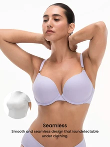 LUVLETTE Push-Up T-Shirt Basic Breezy Comfort Lavender Purple Bra - Mauve Purple - View 3