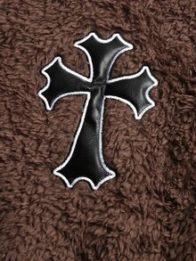 STYNVO 男士十字拼接刺繡拉鍊口袋夾克 - 棕色 - 查看 4