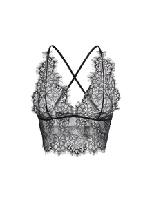 AltBold Black & Red Wire-Free French Lace Women's Backless Bra Set, 2pcs - Multicolor - View 3