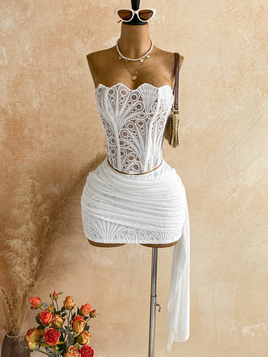 Soleia Spicy OutfitStrapless Set, Stylish And Versatile For Evening Events - White - View 1
