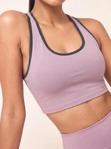 SHEIN BAE Women's Trimmed Cropped Tank Top And Leggings Sports Set - Baby Pink - View 5