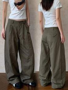 DAZY Women's Straight Leg Belt Decor Casual Denim Jeans - Army Green - View 1