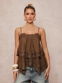 Lumalex New Coffee Color Tassel Draped U-Neck Bodycon Straight Long Dress - Coffee Brown - View 1