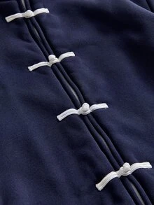 SWAVVY Men's Colorblock Casual Daily Wear Long Sleeve Jacket - Navy Blue - View 3