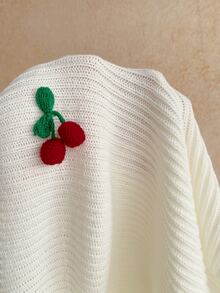 Soleia Women's Small Cherry 3D Embroidered Bell Sleeve Cropped Sweater - Multicolor - View 7
