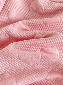 SHEIN 1pc Baby Girls Sweater Dress Cute Sweet Pink Heart Embossed Cat Bow Floral Ruffle Long Sleeve Round Neck Regular Party Fall Holiday A-Line - Pink - View 9
