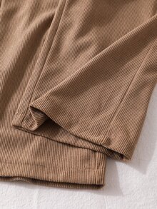 SHEIN 女童粉色棕色灰色3件套，秋冬日常穿搭。蝴蝶結鬆緊腰帶。純色燈芯絨面料。多色休閒直筒褲 - 彩色 - 查看 5