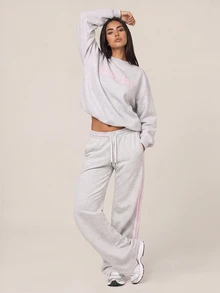 SHEIN BAE Women's Letter Print Casual Daily Long Sleeve Sports Sweatshirt - Light Grey - View 7