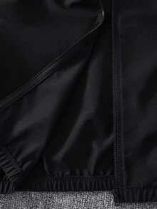 SHEIN 2件組兒童青少年男孩秋冬對比色織帶卡通馬圖案圓領長袖外套與長褲套裝，黑色套裝，男孩套裝 - 彩色 - 查看 8