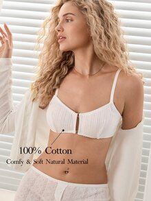 Ocili Women's Simple Comfortable Wireless Bra - White - View 1