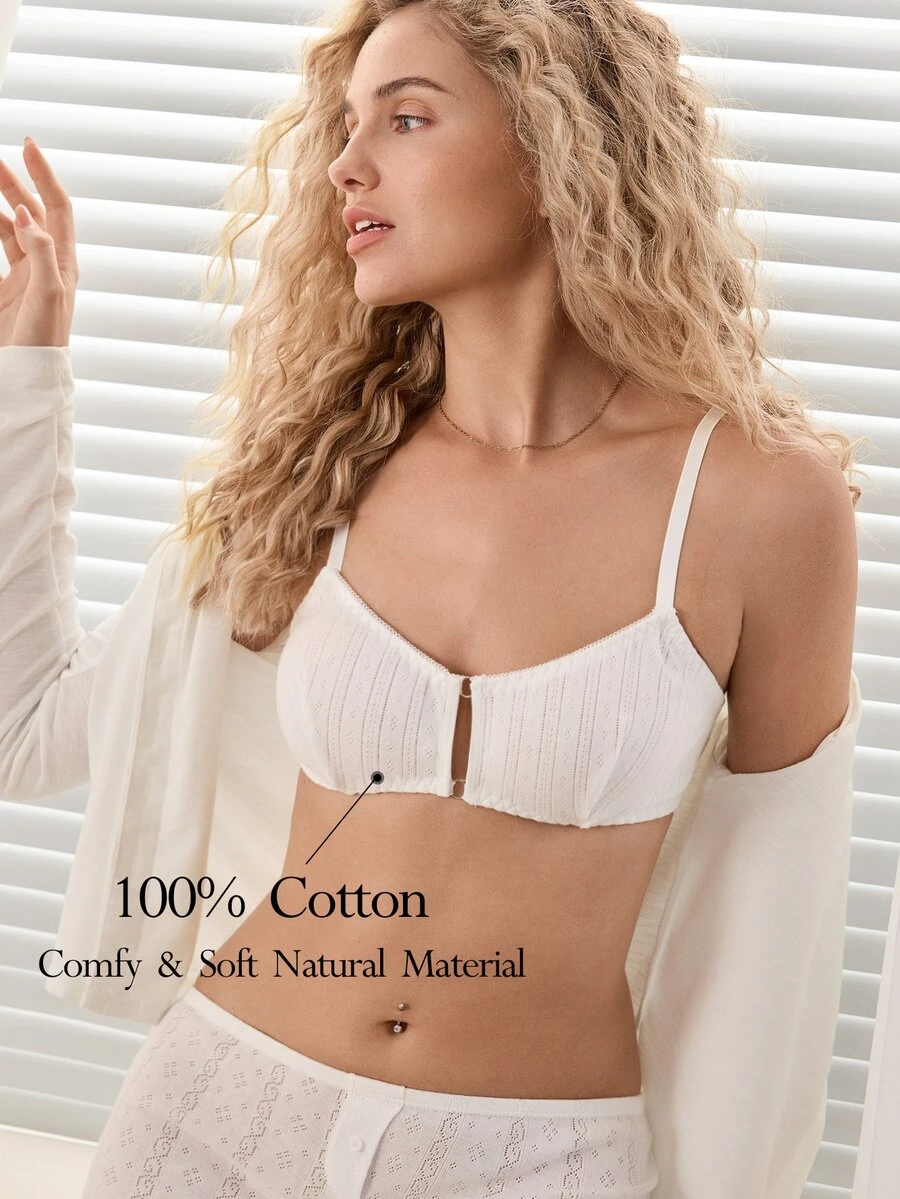 Ocili Women's Simple Comfortable Wireless Bra - White - View 1