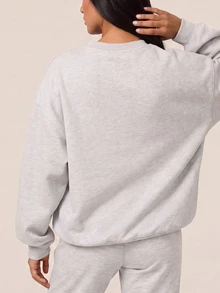 SHEIN BAE Women's Letter Print Casual Daily Long Sleeve Sports Sweatshirt - Light Grey - View 3