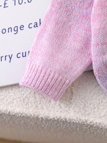 SHEIN Sweater Rajut Gradien Ombre untuk Anak Perempuan, Atasan Rajut Pullover Leher Bulat, Blus Serbaguna dari Benang Lembut untuk Anak Perempuan - MultiWarna - View 4