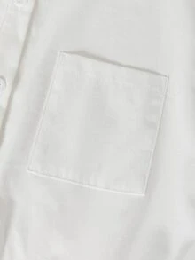 SHEIN LUNE Bodysuit Lengan Panjang Minimalis Kancing Serbaguna untuk Wanita, Cocok untuk Kantor - Putih - View 6