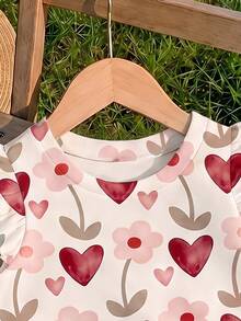 Young Girl Casual Fashion Cute Flutter Sleeve Round Neck Top Suitable For Spring Summer - Multicolor - View 3