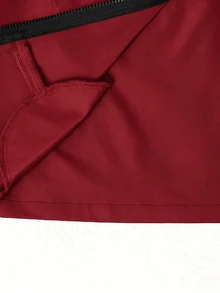 SHEIN 兒童男童休閒字母圖案印花連帽外套，輕量寬鬆拉鍊連帽夾克，開學季秋冬紅色校園穿搭 - 紅色 - 查看 10