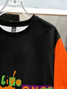 LOONEY TUNES X SHEIN Daypath 男士字母與卡通印花圓領短袖休閒T恤 - 黑色 - 查看 3