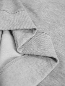 Nubod Plus Size Women Autumn/Winter V-Neck Mesh Patchwork Drop Shoulder Sleeve Casual Everyday Sweatshirt - Grey - View 5