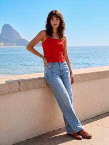 CAJUNI Heart Shape Red Blouse Casual Chic Elegant Summer Special Fabric Valentines Day - Red - View 7
