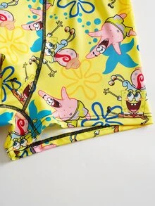 SpongeBob SquarePants | SHEIN Men's Cartoon Print Comfortable Cute Boxer Shorts - Multicolor - View 6