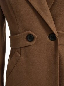 Medorina Women's Fashion Elegant Button Lapel Overcoat - Brown - View 3