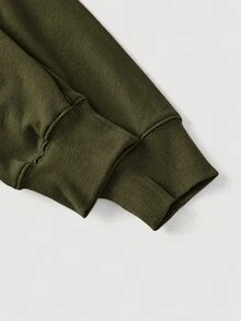 SHEIN MOD 女款不對稱領灰色二合一衛衣 秋冬款 - 軍綠色 - 查看 3