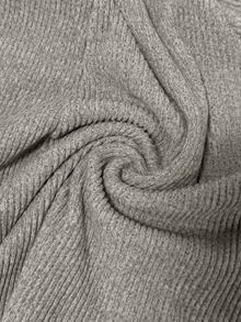 SHEIN Unity Autumn/Winter Semi-High Neck Fleece Ribbed Soft Knit Dress Women Long Sleeve Cinched Waist Flared Hem Elastic Short Dress Layering Inner Wear Casual Daily Commute Date - Mocha Brown - View 8
