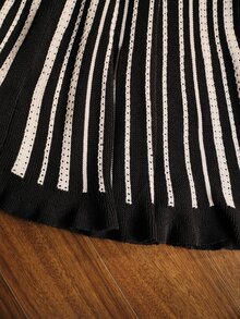 MOTF PREMIUM WOMEN'S STRIPED CASUAL DAILY SUMMER TRAVEL KNIT DRESS - Black - View 7