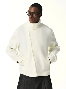 STYNVO Men's Versatile Elegant Long Sleeve Pocket Overcoat - Beige - View 1