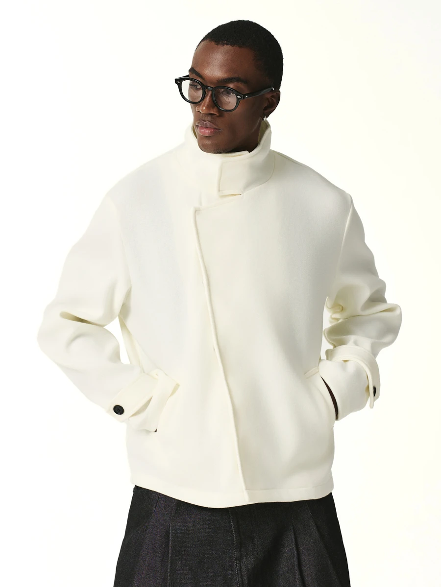 STYNVO Men's Versatile Elegant Long Sleeve Pocket Overcoat - Beige - View 1