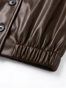 GlowEve Women's Solid Color PU Leather Casual Versatile Daily Jacket - Coffee Brown - View 5