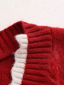 SHEIN Women's Sexy Plush Scarf And Long Sleeve Sweater Set - Red - View 8