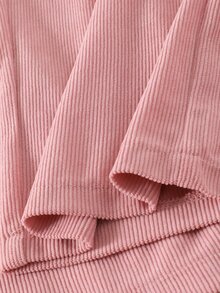 SHEIN 女童粉色棕色灰色3件套，秋冬日常穿搭。蝴蝶結鬆緊腰帶。純色燈芯絨面料。多色休閒直筒褲 - 彩色 - 查看 7