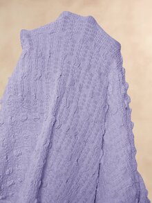 Boho Mama 孕婦純色紋理圓領長袖修身優雅洋裝 - 淡紫色 - 查看 9