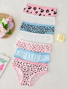 Girl Pink Leopard Print Combination Panties 7pcs Set - Multicolor - View 3