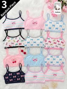 SHEIN Young Girl Cute Cartoon Print Camisole Underwear 3pcs Set - Multicolor - View 1