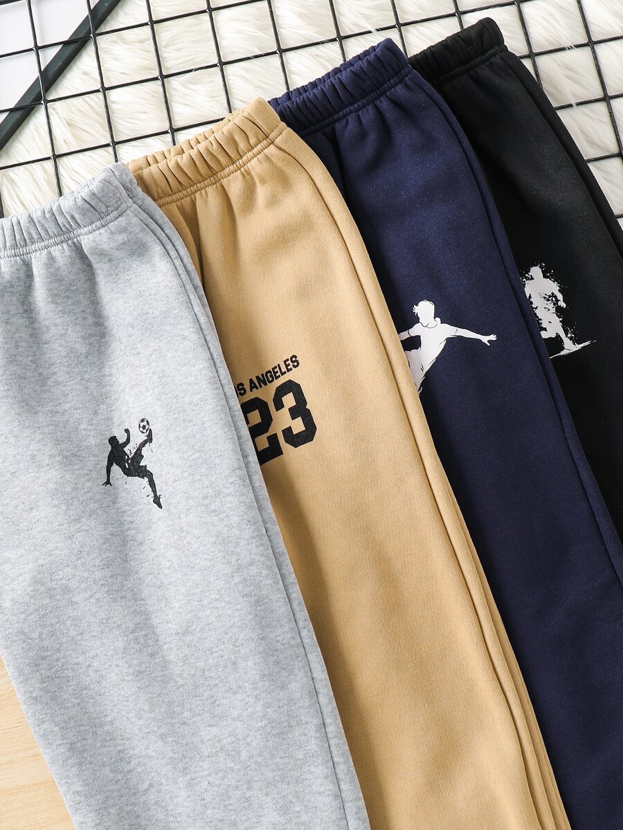 SHEIN 兒童 4件組 青少年男孩冬季運動長褲