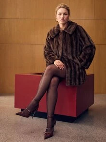 MOTF PREMIUM PLUS SIZE FAUX MINK FUR COAT - Brown - View 1